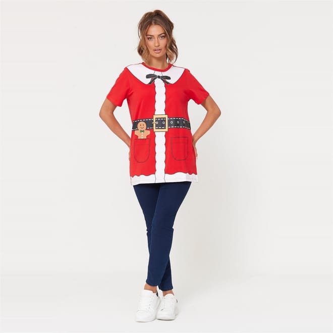 Mrs Claus Reindeer Crew Neck T-Shirt
