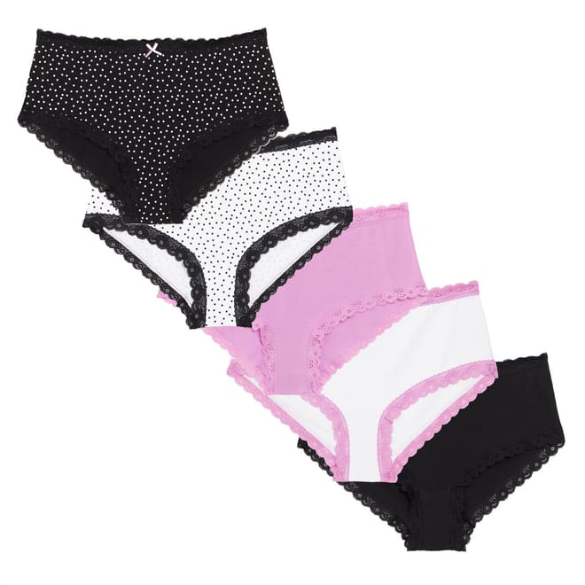 5 Pack Lace Detail Shortie Briefs