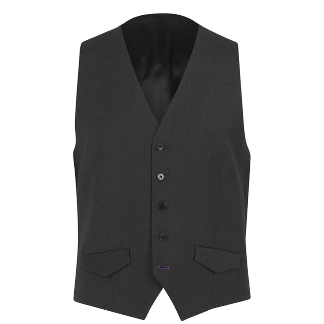 Charcoal Slim Fit Waistcoat   Italian Fabric