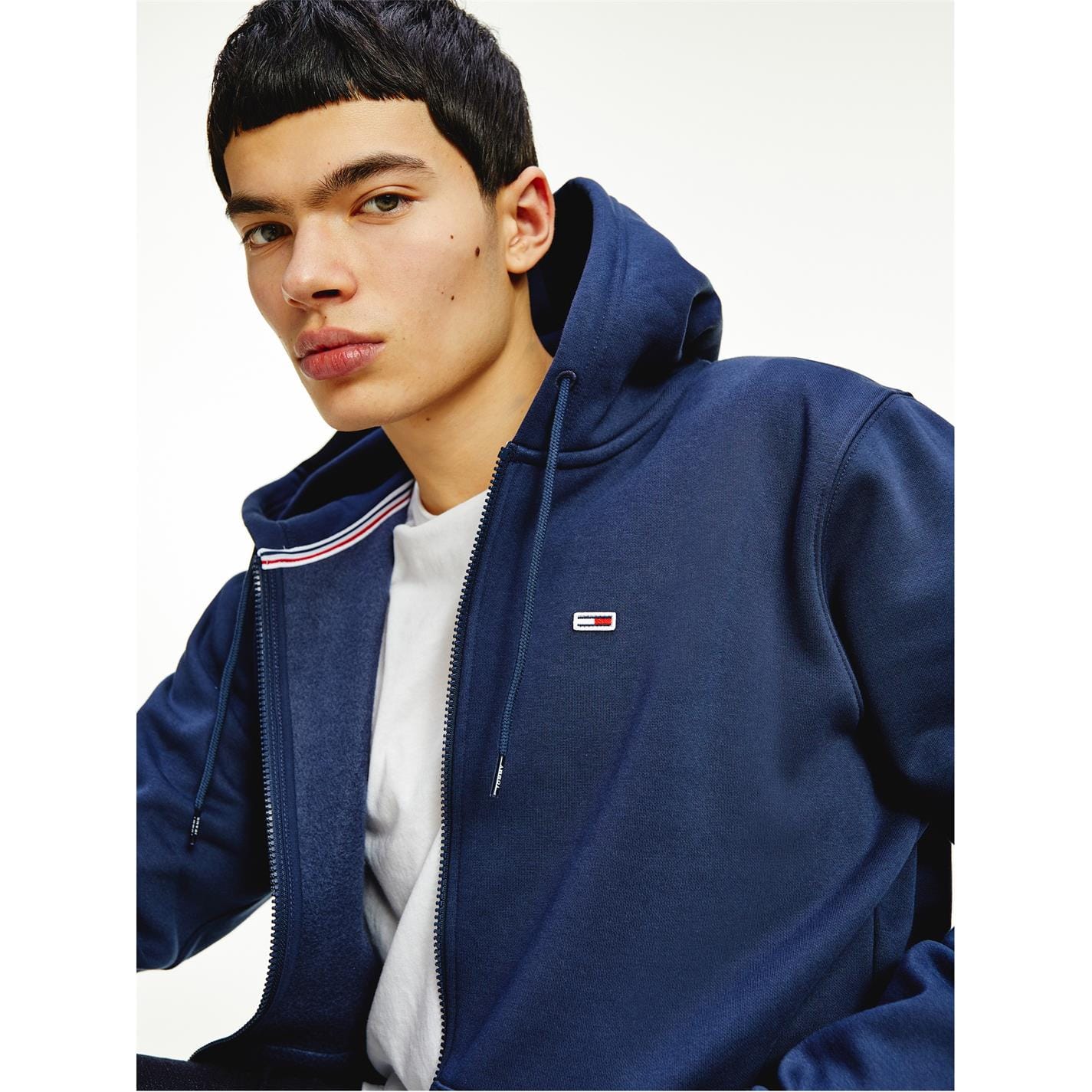 Blue Tommy Jeans Original Flag Basic Zip Hoodie Get The Label