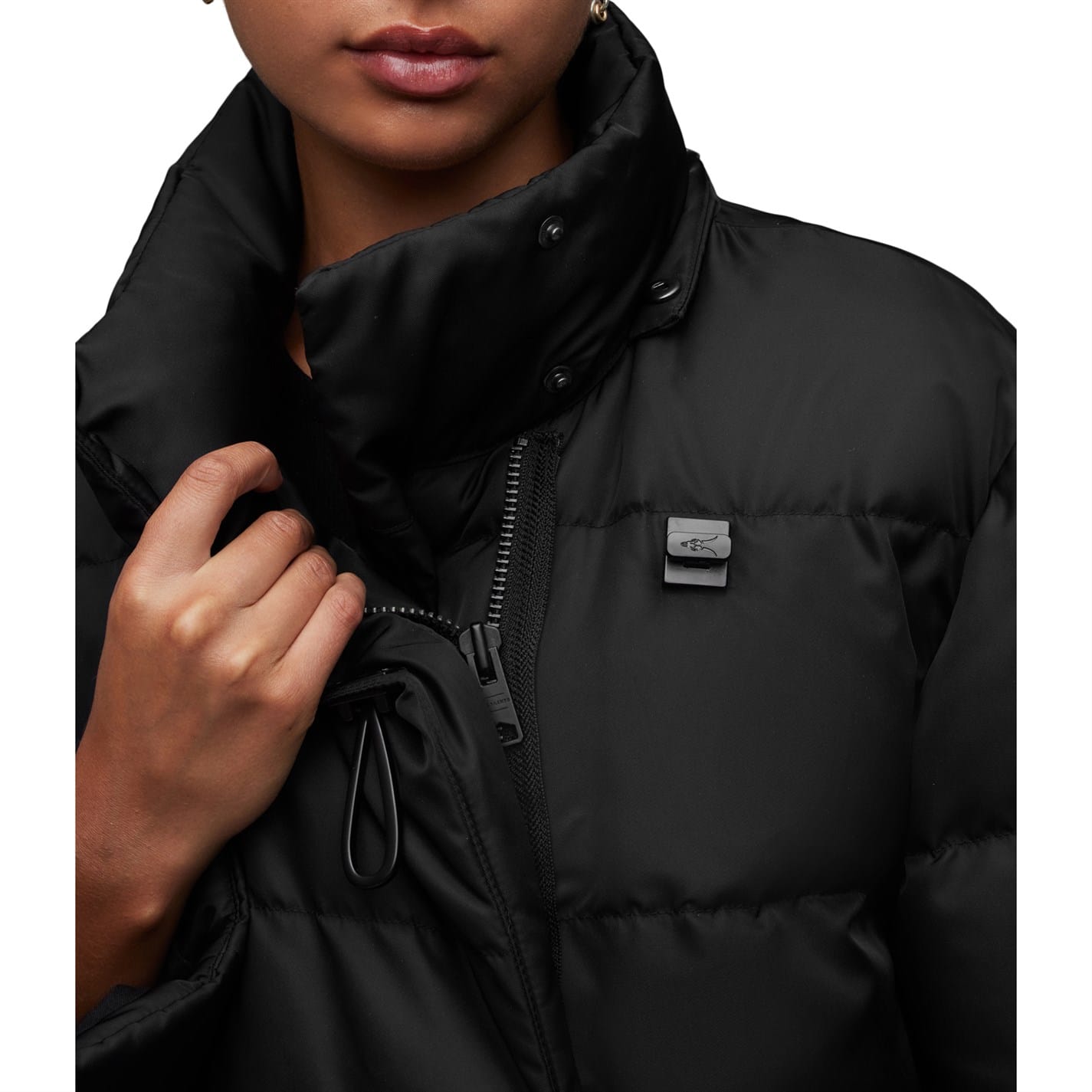 Black AllSaints Womens Allana Leo Puffer Jacket - Get The Label
