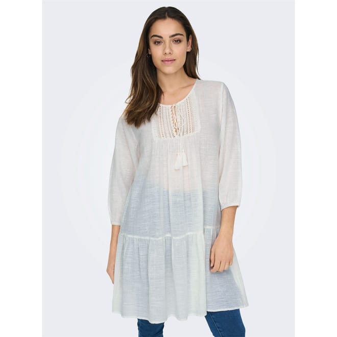 Tie Neck Three Quarter Sleeve Blouse
