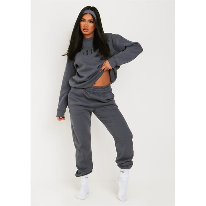 Charcoal Missy Girl Embroidered 90s Cuffed Jogger