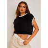 Black  And  White Cropped Knitted Jumper Vest