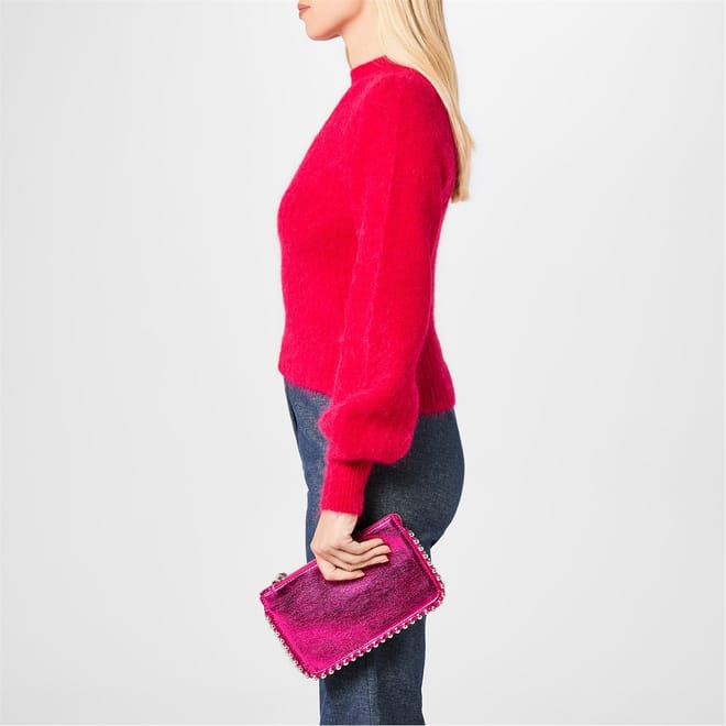 Metallic Clutch Bag With Chain