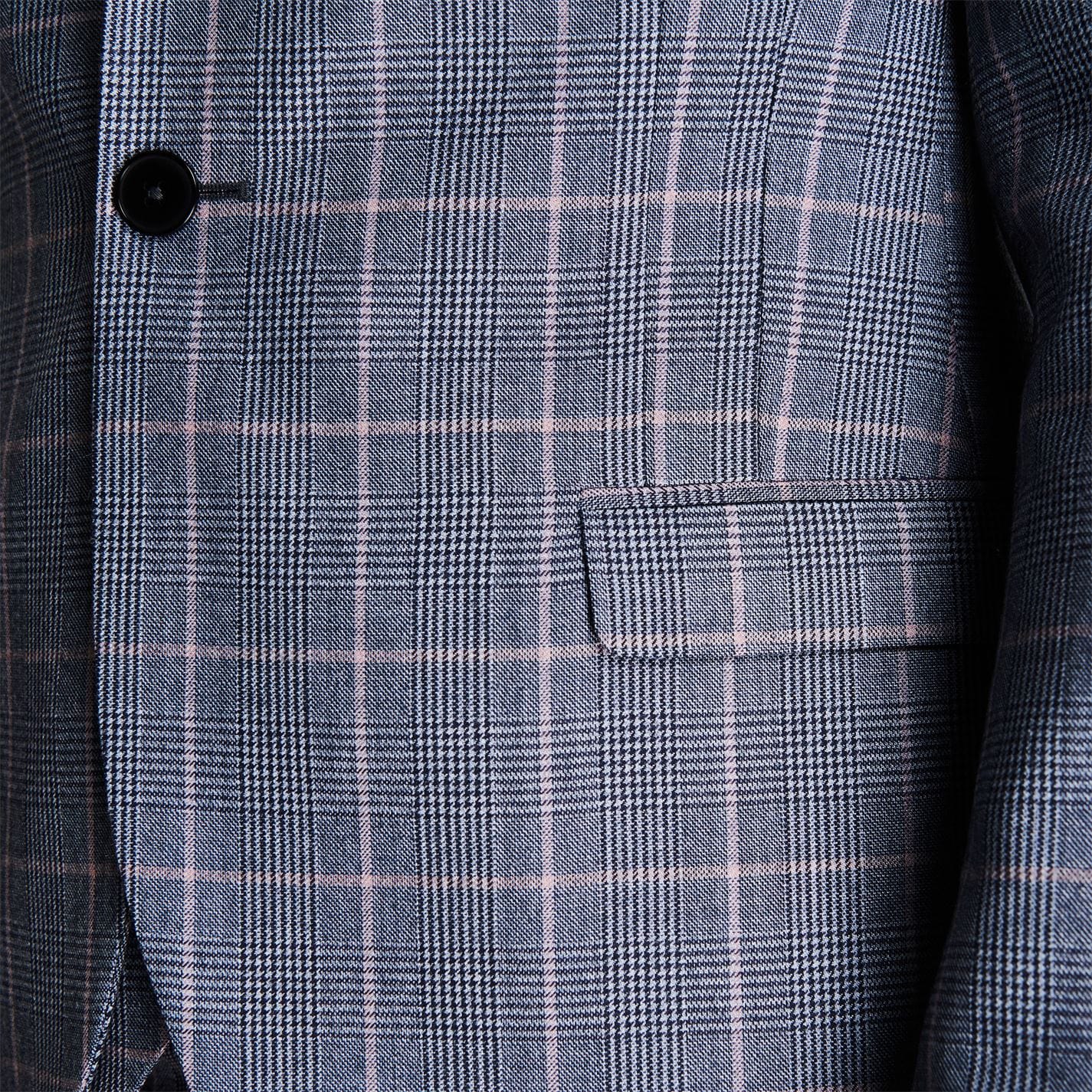 Twisted Tailor Mens Jasper Chequered Blazer Jacket in Blue