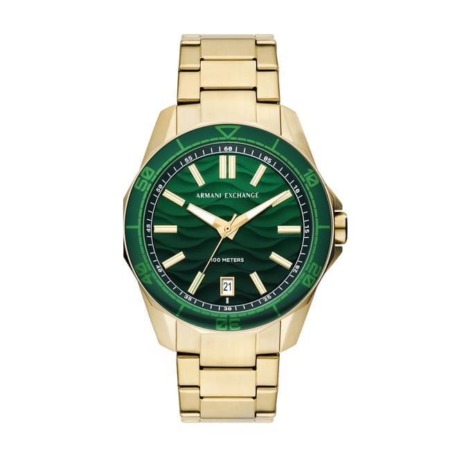 Exchange Mens Three Hand Date, Gold Tone Stainless Steel Watch, Ax1951