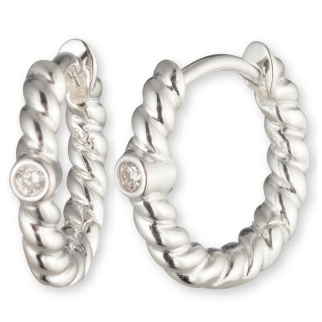 Twist Diamond Hoop Earrings
