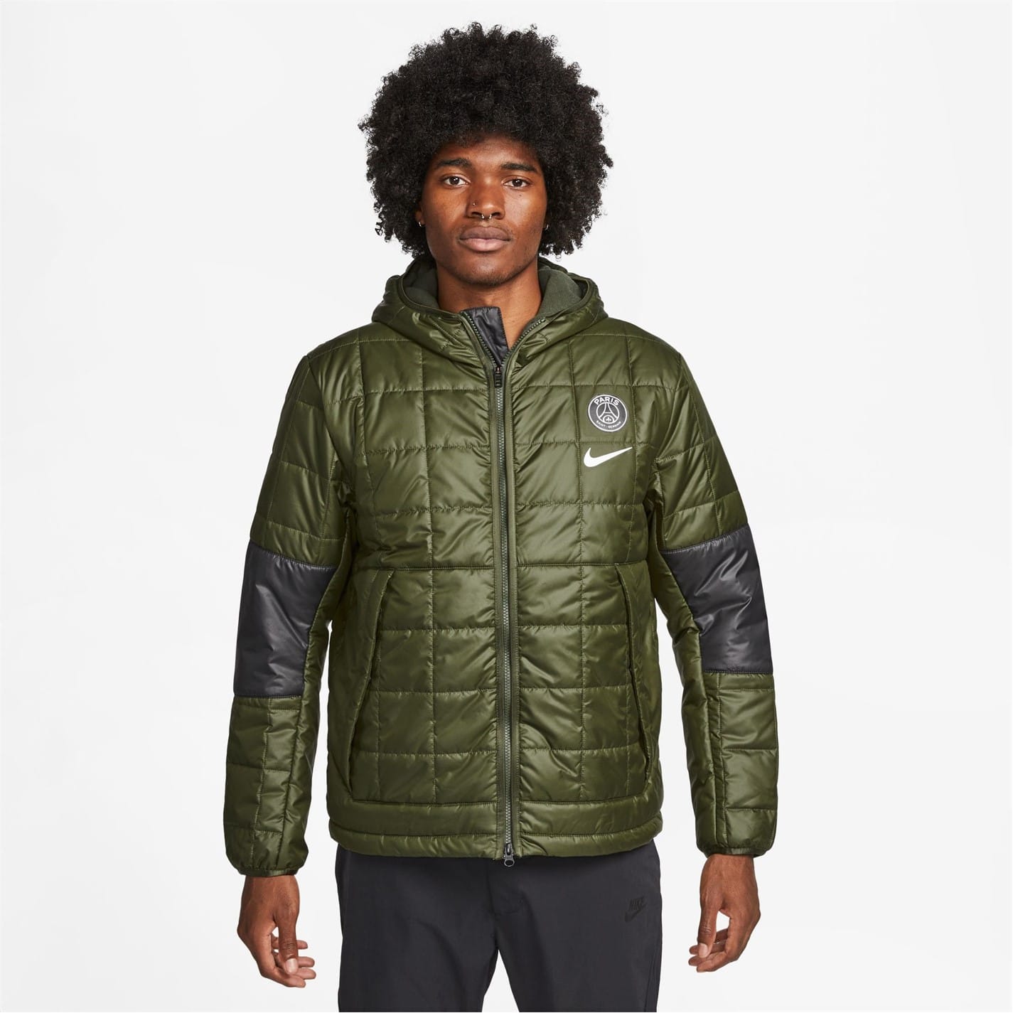 Green Nike Mens Saint Germain Fleece Lined Hooded Jacket Get The Label