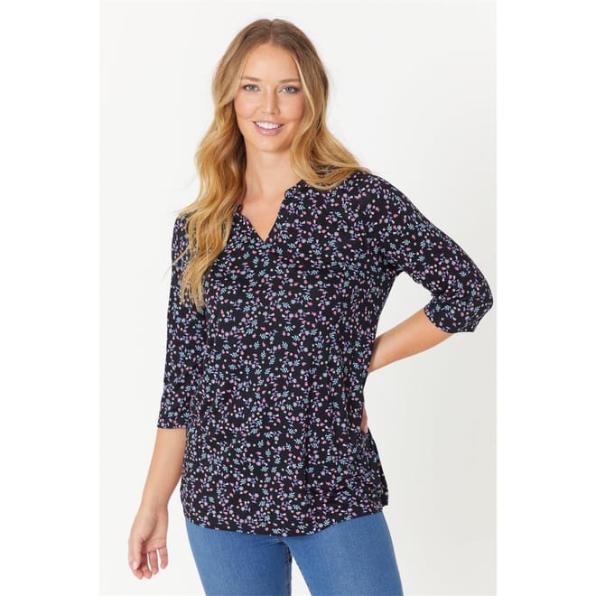 Ditsy Open Collar Tunic