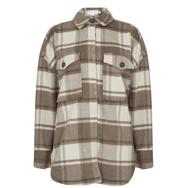 Plaid Drop Shoulder Shirt Jacket