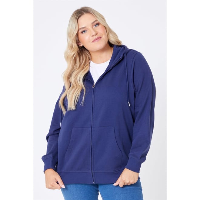 Hooded Relaxed Fit Sweat Jacket with Ribbed Cuff
