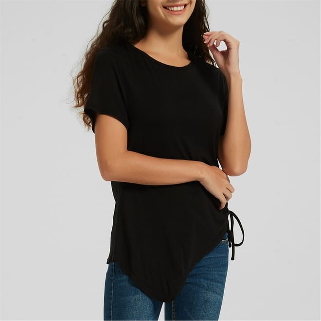 Ruched Regular Fit Crew Neck T-Shirt