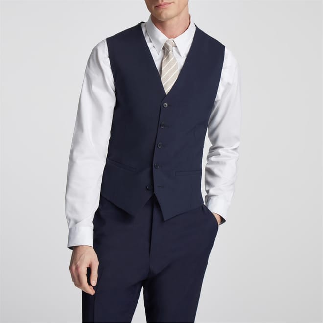 Navy Slim Fit Panama Vest