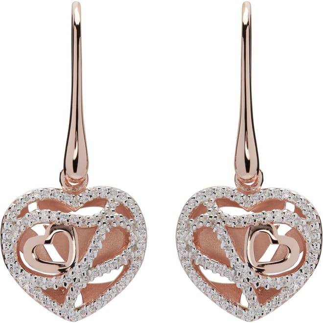 Unique  And  Co Sterling,rose Gold,cz Earrings