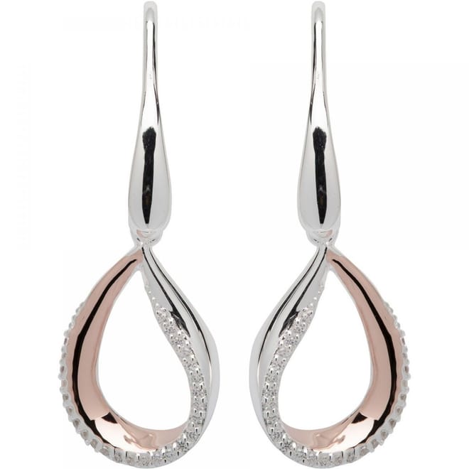 Unique  And  Co Sterling,rose Gold,cz Earrings