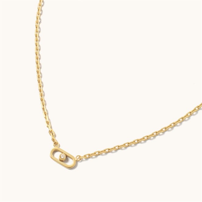 Cz Paperclip Pendant Necklace