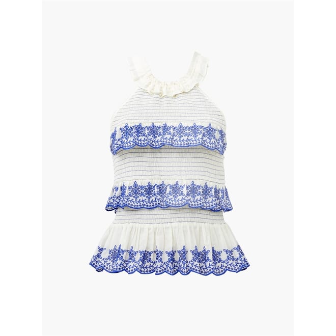 Halter Embr Regular Blouse