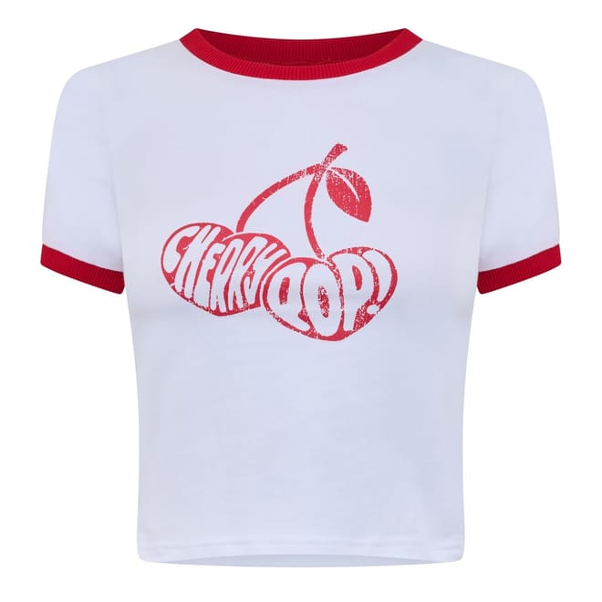 Cherry Cropped Crew Neck T-Shirt
