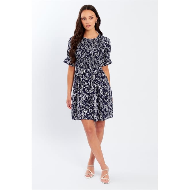Crew Neck Mini A-Line Dress