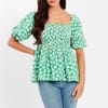 Square Neck Regular Fit Waffle Blouse