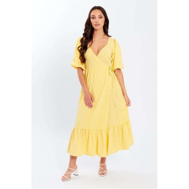 V-Neck Midi Wrap Dress