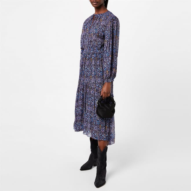 Naema Tie Neck Midi A-Line Dress