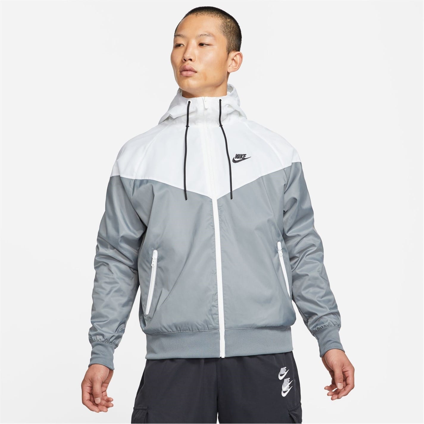 Grey Nike Mens Sportswear Windrunner Hooded Jacket Get The Label