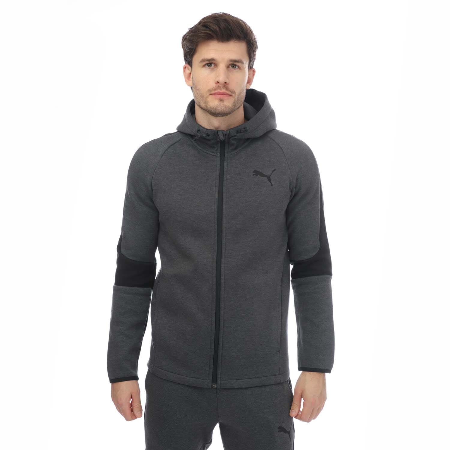 Grey Heather Puma Mens Evostripe Core Full Zip Hoodie Get The Label