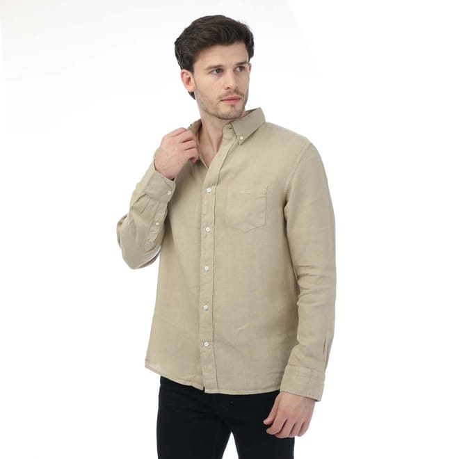 Regular Fit Garment Dyed Linen Shirt
