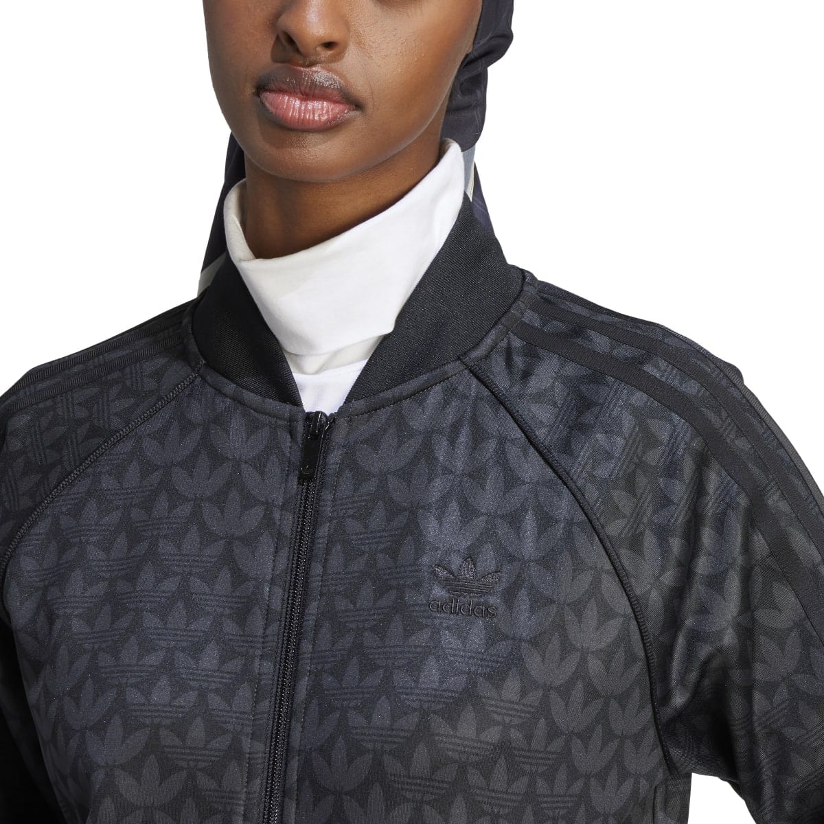 adidas Originals Trefoil Monogram SST Track Jacket in Black