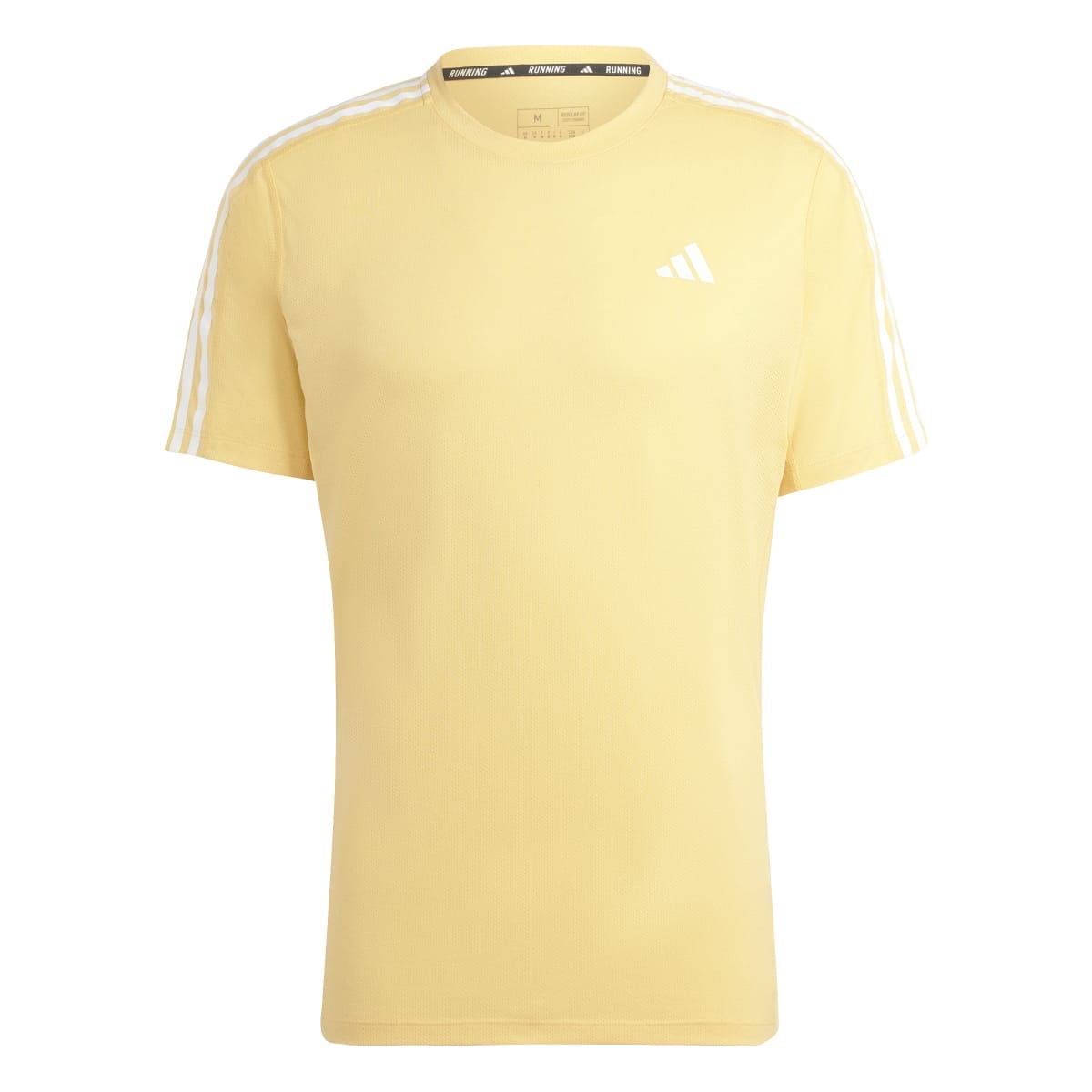 adidas Own The Run 3 Stripes T Shirt in Yellow