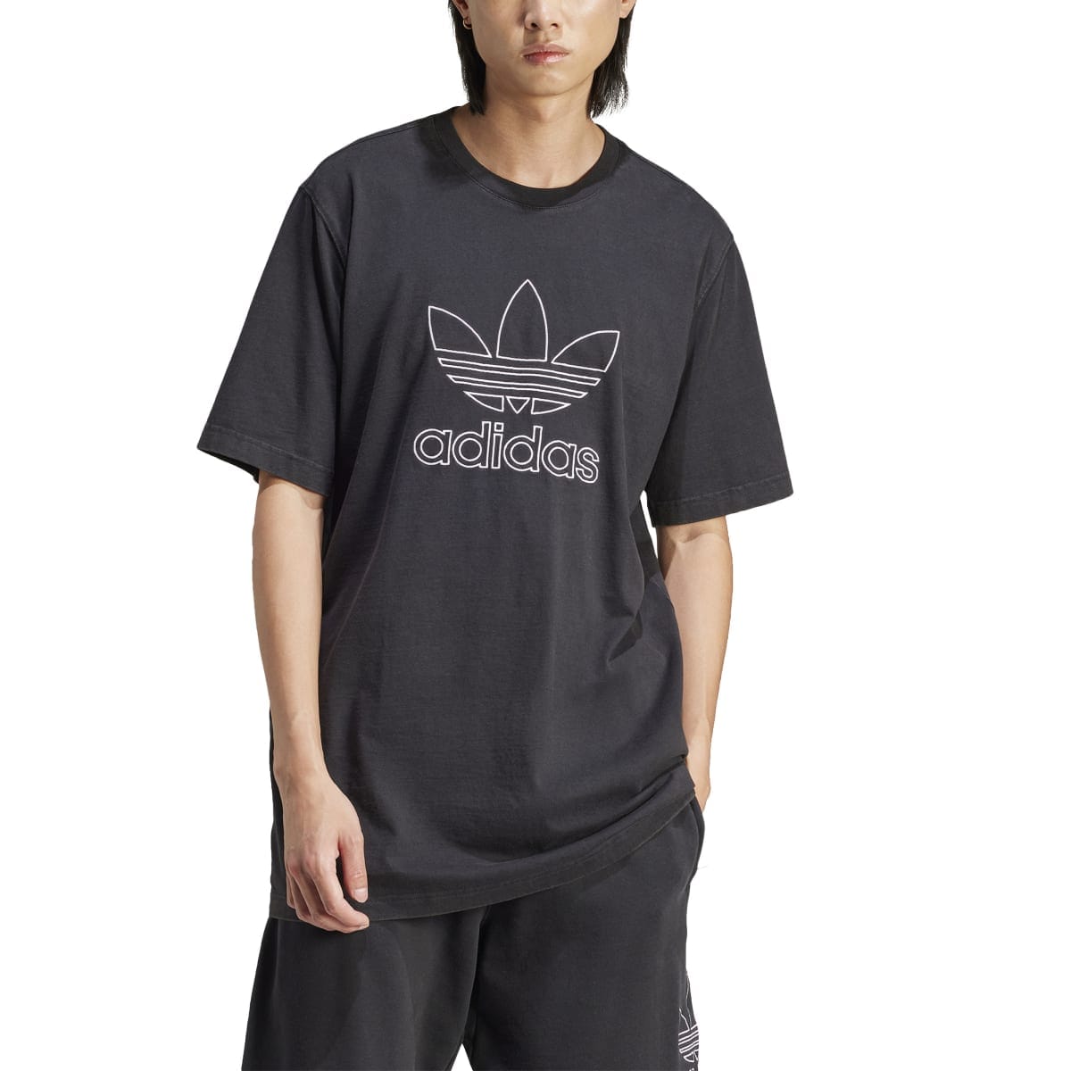 Black adidas Originals Adicolor Outline Trefoil T-Shirt
