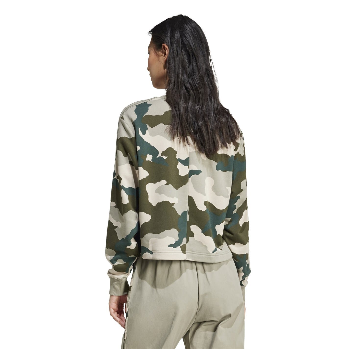 Green adidas Essentials 3 Stripes Camo Print Cropped