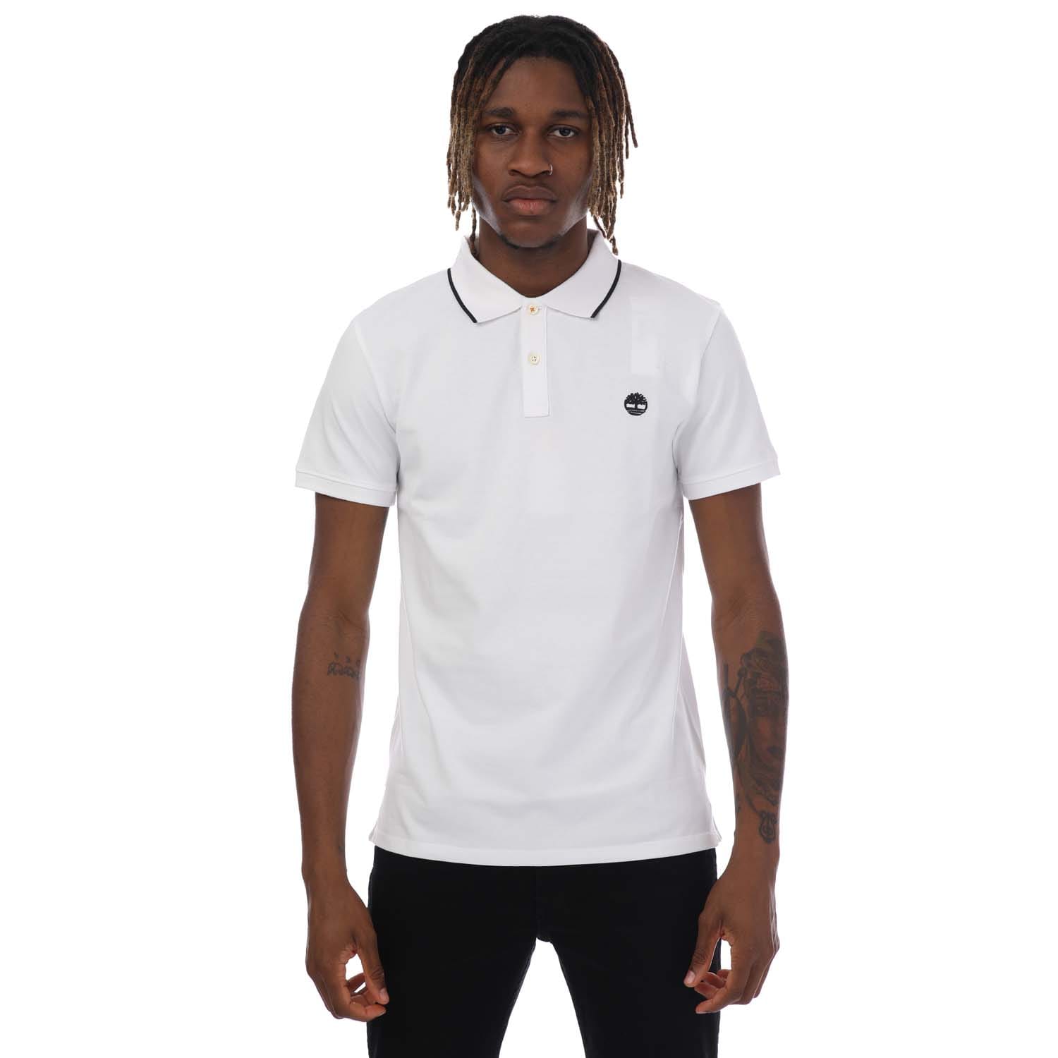 White Timberland Millers River Printed Neck Polo Shirt Get The Label