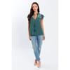 V-Neck Relaxed Fit Embroidered Blouse