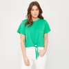 Cropped Tie Front Regular Fit T-Shirt