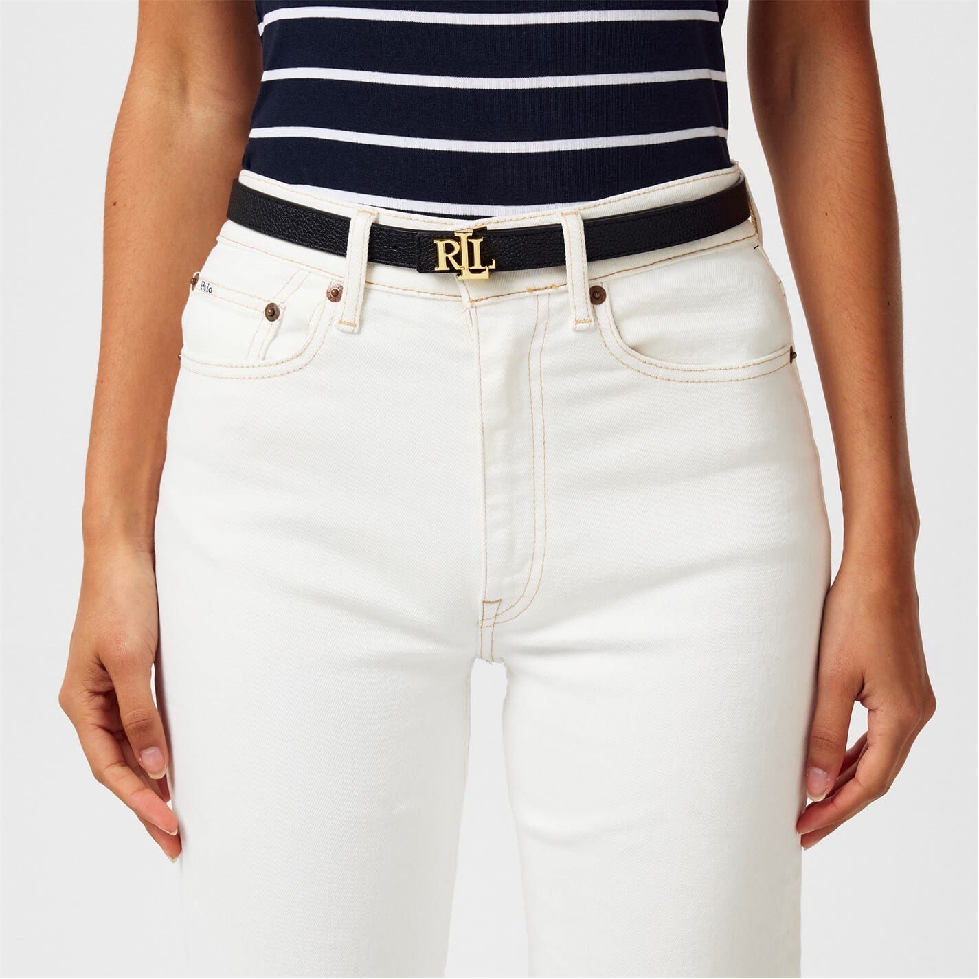 Black Lauren by Ralph Lauren Reversible Leather Skinny Belt Get The Label